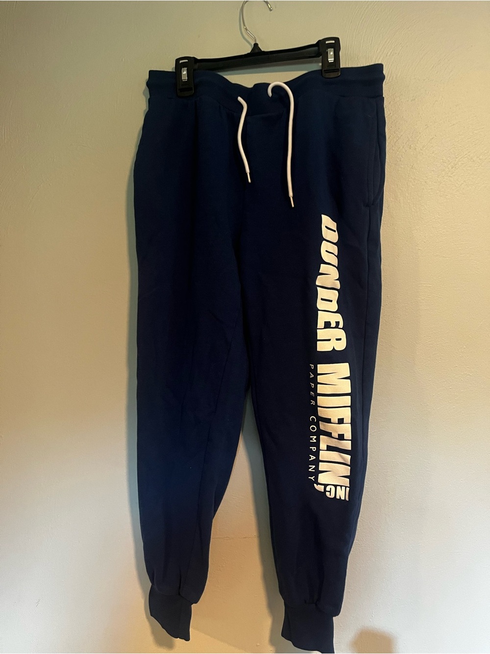 Navy 'Dunder Mifflin' Logo Joggers size Large